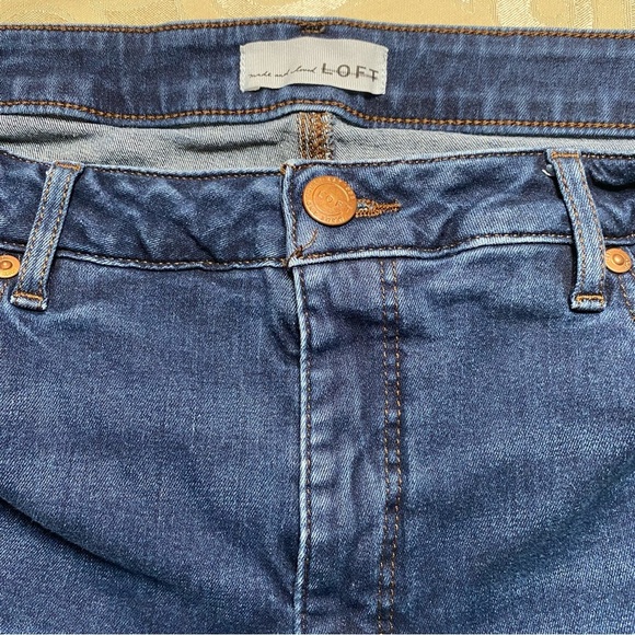 LOFT Women's Sz 16 Slim Pockets Blue Jeans Denim Raw Hem So Comfy! - Picture 8 of 12